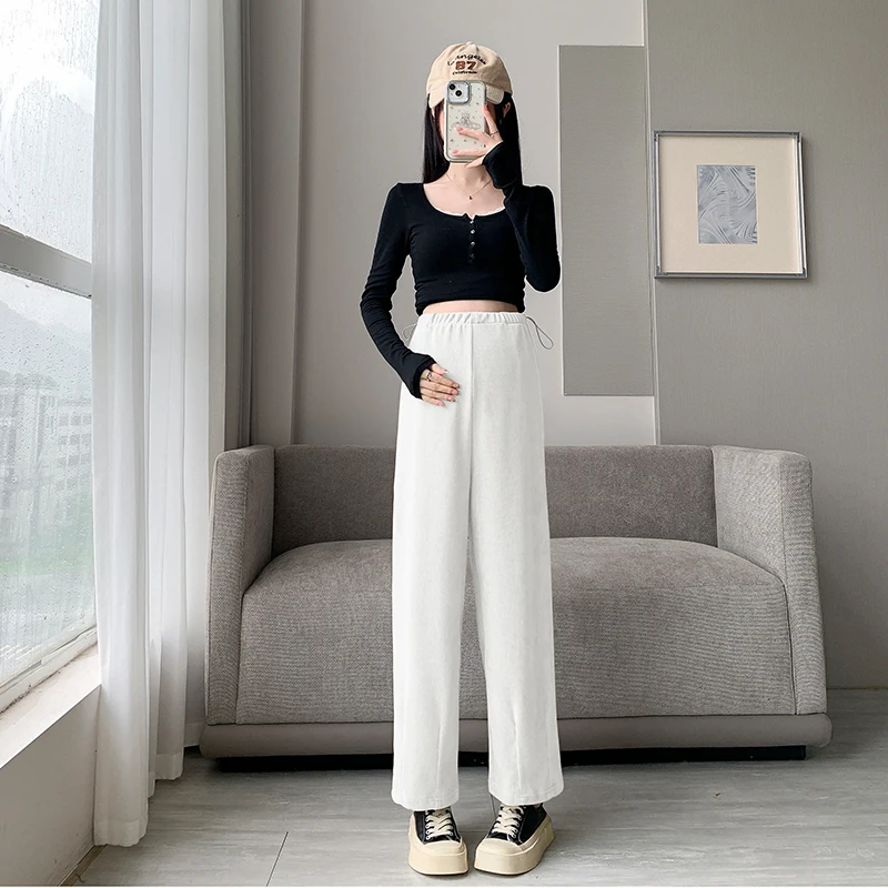 Maternity Oyster Velvet Harem Pants - 2024 A/W New Slim-Fit 'Grandma' Trousers with a Relaxed Tapered Leg Clothes for Pregnant