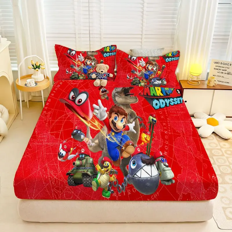 Sábana de cama de Super Mario, tamaño King, Queen, doble, individual, hogar