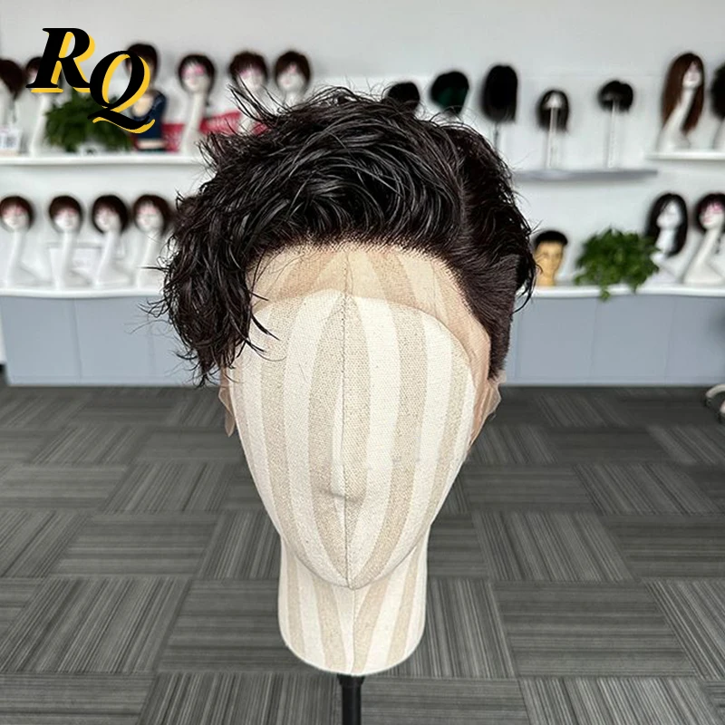 

Hair Cut Male Wig Pre Styled Full Lace Wig For Men Transparent Lace Wigs Toupee Hairpiece Virgin Human Hair Replacement System