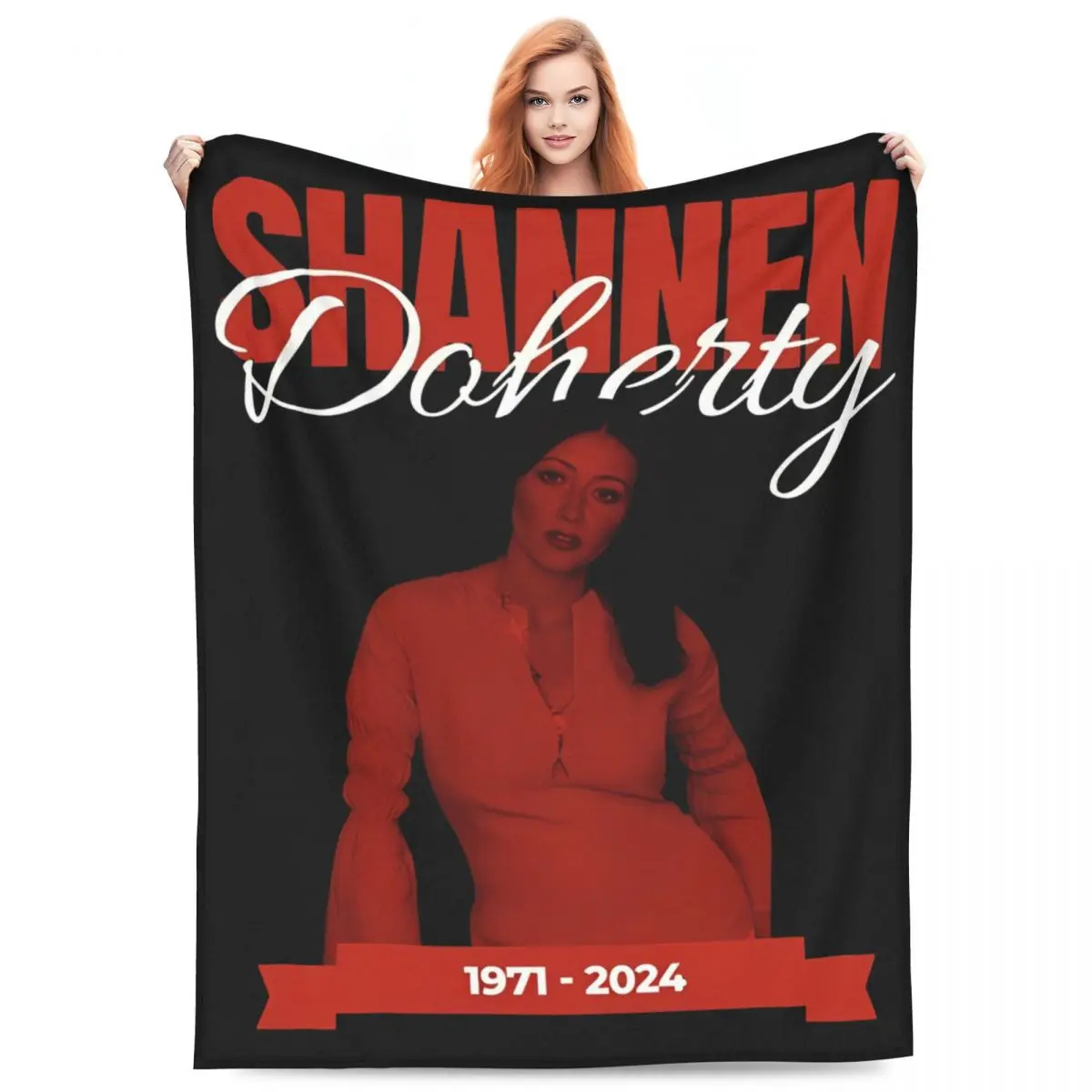 Shannen Doherty Retro Style Blanket Fleece Printed 80s 90s Actress Cozy Ultra-Soft Throw Blanket Bedding Bedroom Bedding Throws