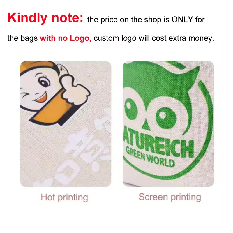 100pcs/Lot Natural Cotton Bags 7x9 9x12 10x15 13x18 15x20cm Drawstring Gift Pouches Home Storage Sacks Packing Bag Custom Logo