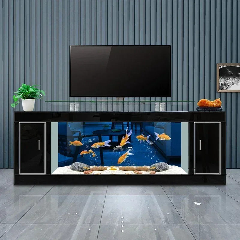 TV Cabinet Fish Tank Household Floor Large Ecological Landscaping Glass Change Water Fish Globe