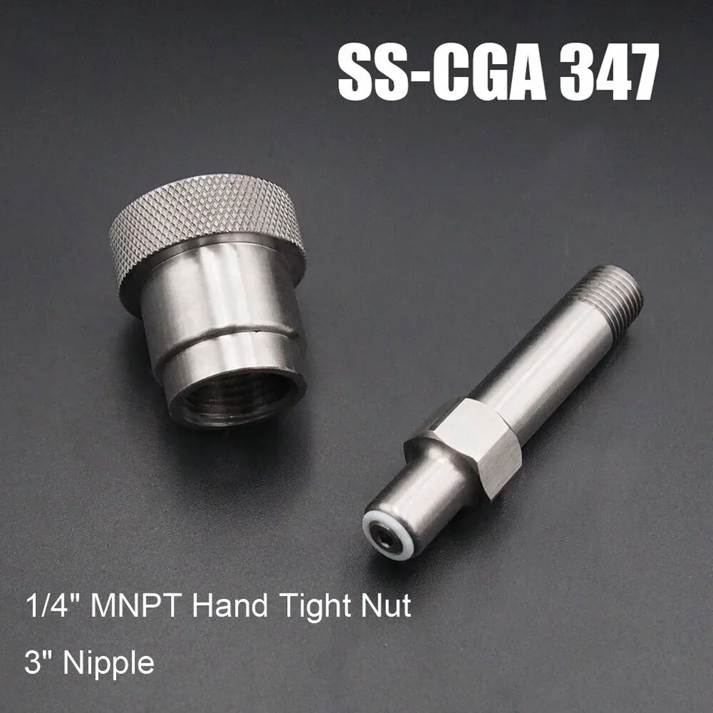 مجموعة SCBA لمكافحة الحرائق SS-CGA 347 1/4 بوصة MNPT صامولة ضيقة يدوية وحلمة 3 بوصة موصل زجاجة جوية 347