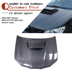 OEM Style Carbon Fiber Hood w/ Scoop Bonnet Engine Cover For 2006-2007 Impreza WRX STI 9th