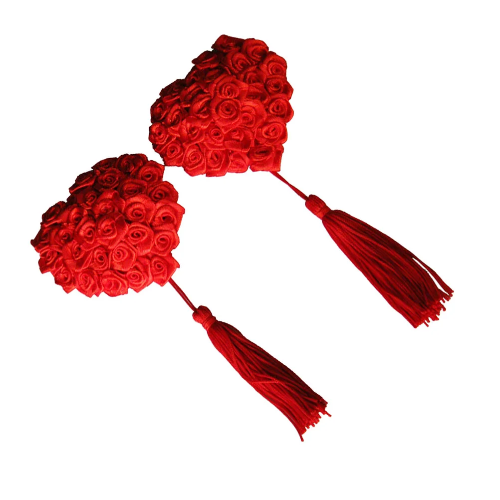 Rose Sticker with Tassel Adhesive Pasties Petals Cover for Valentines