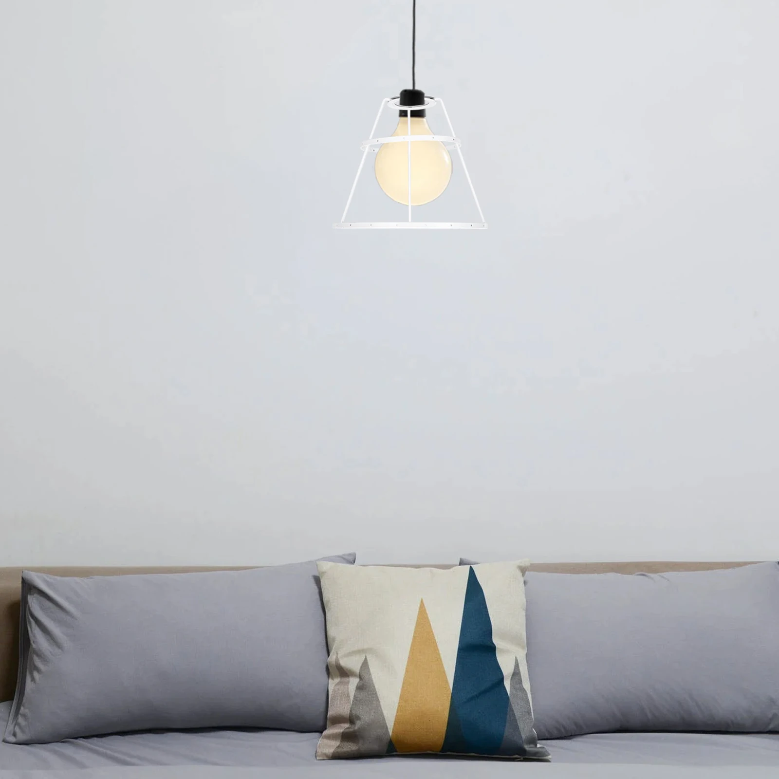 

DIY Lampshade E27 White Chandelier Bracket 25cm Cone Double Layer Iron Stand Table Light Holder Durable Anti Rust