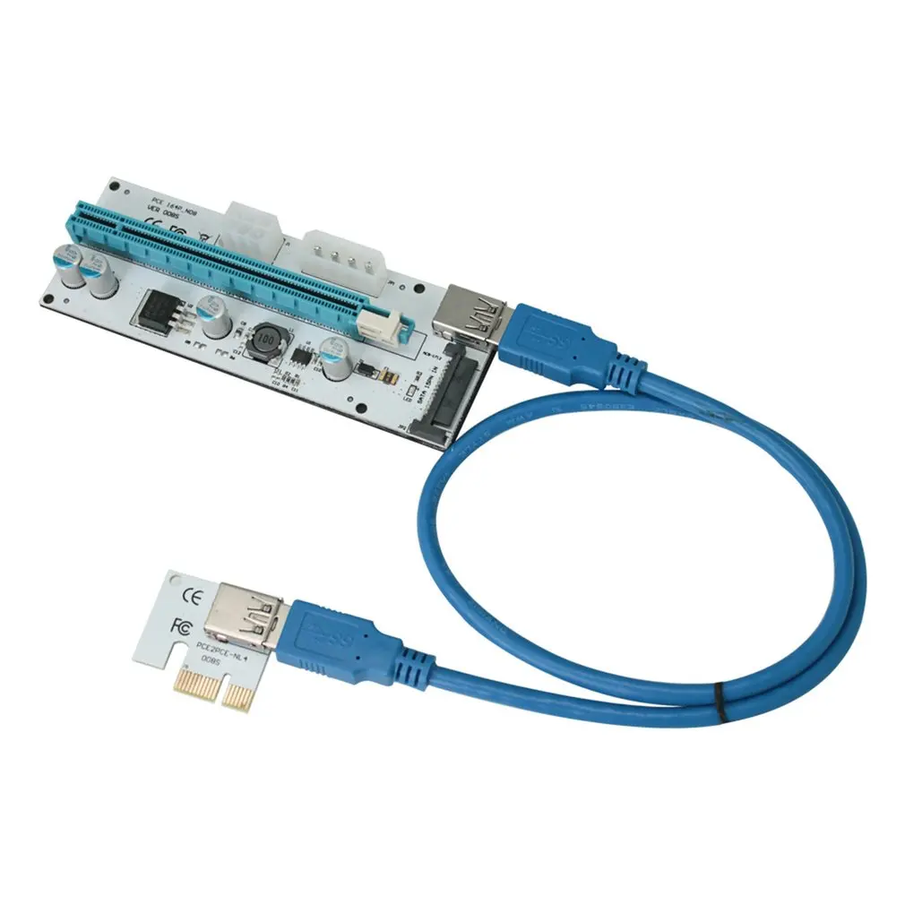 Горячая новинка: Карта-райзер VER008S PCI-E (008S PCI 1X на 16X) для видеокарт, адаптер-удлинитель с питанием 15-контактный SATA и LED-индикатором, прямая поставка