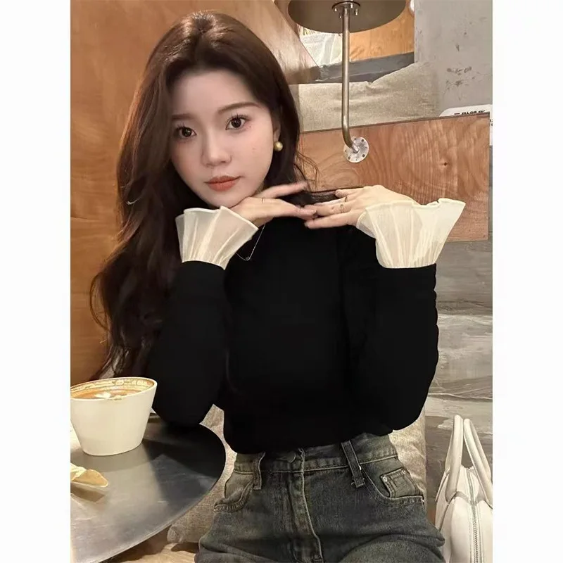 

Women's Clothing Autumn and Winter New Item Slim Fit Half High Neck Knitted Sweater Women's Design Sense Inner Top