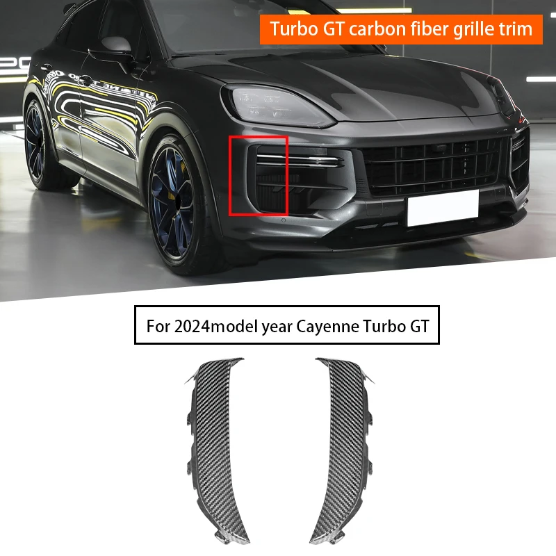 

Dry Carbon Fiber Replacement Turbo GT Front Bumper Grille Trim For Porsche Cayenne 9Y0.2 2024-UP