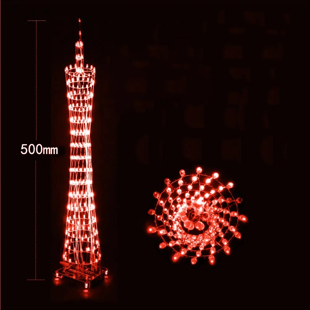 diy electronic kits 16 layers canton tower Light Cube bluetooth app control english red leds not assembled