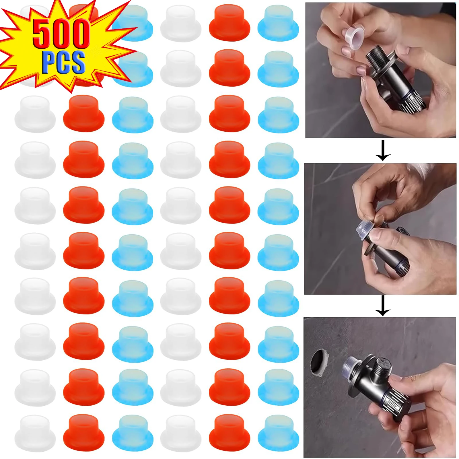 30-500pcs Faucet Leak-Proof Sealing Gasket Silicone Plug for Faucet Triangle Valve Threaded Pipe Hose Washer Seamless Seal