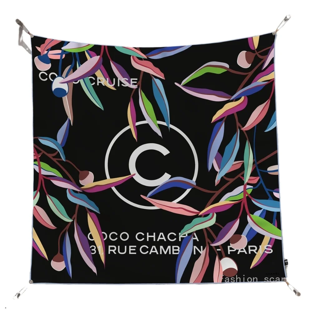 

Французский 90 см буква маленький C саржевый шелковый женский солнцезащитный платок большой квадратный шарф головной платок оптовая продажа