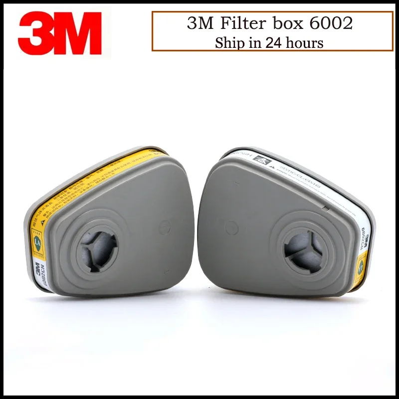 3M 6002 Acid Gas Cartridge Respiratory Protection (Pack of 2) Against Certain Acid Gas CL2/SO2/HCl/ H2S Use with 3M Mask