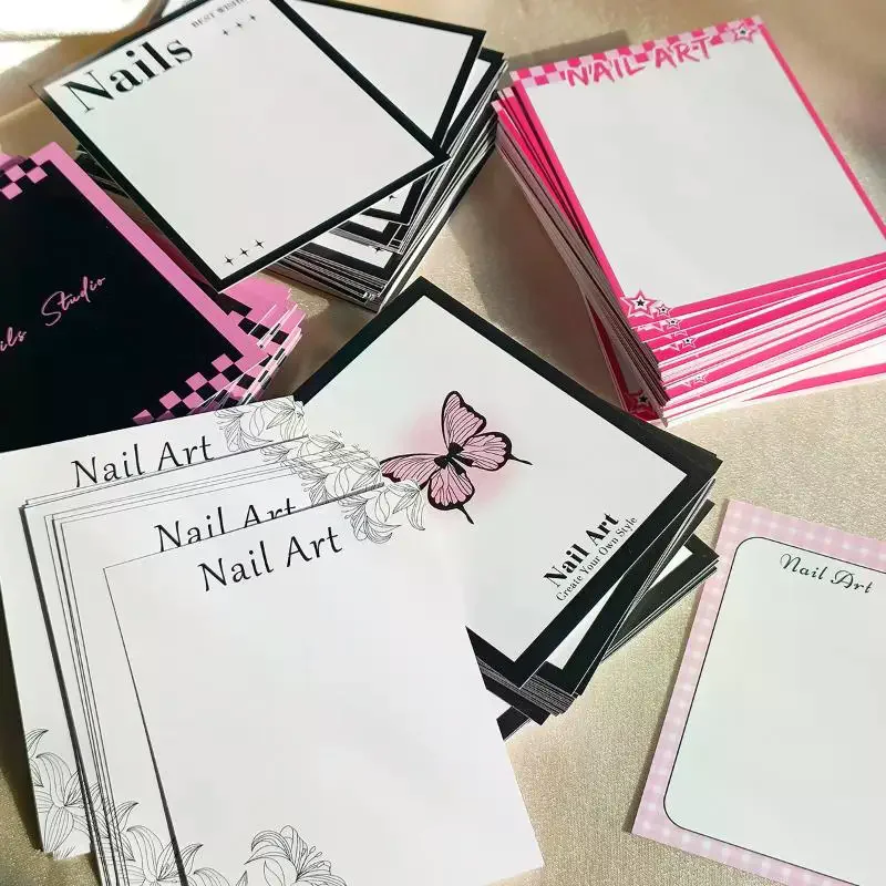 /Kuz/Press On Nail Bottom Butterfly Cardboard Photo Prop Handmade False Nail Art Tips Display Show Card Manicure Tools 20 Sheets