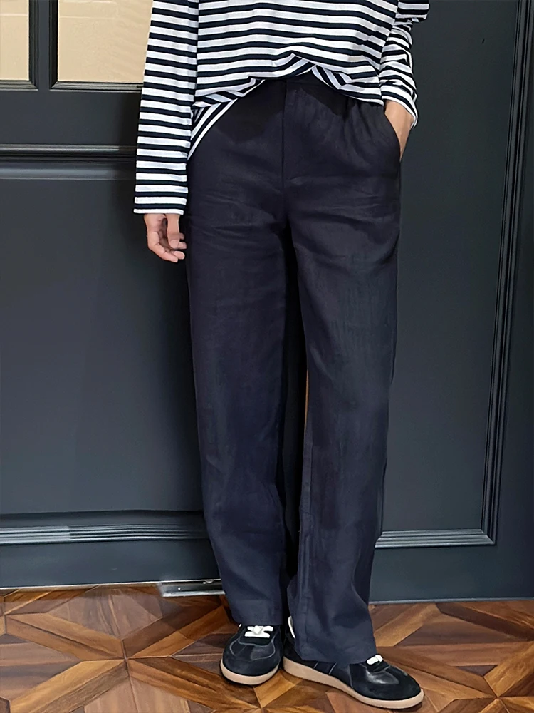 

Loose Wide Leg Jeans Zhou Xiaoya Loose Fit Casual Trousers in Indigo Blue Lazy Loose Feeling Straight Leg Pants for Women