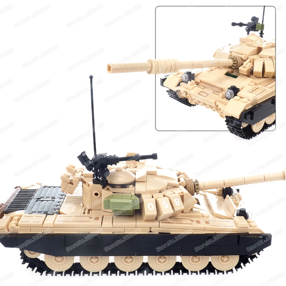 Military T-72B3 Main Battle Tank Building Block Assembled Figures War Weapons Armor Vehicle Equipment Model Child Gifts Boy Toys