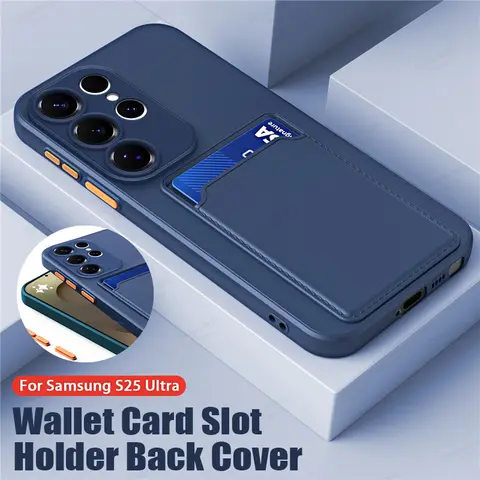 Liquid Silicone Case For Samsung Galaxy S25 S24 S23 S22 S21 S20 Ultra Plus FE Edge Card Holder Case For Samsung A56 A55 A54 A53