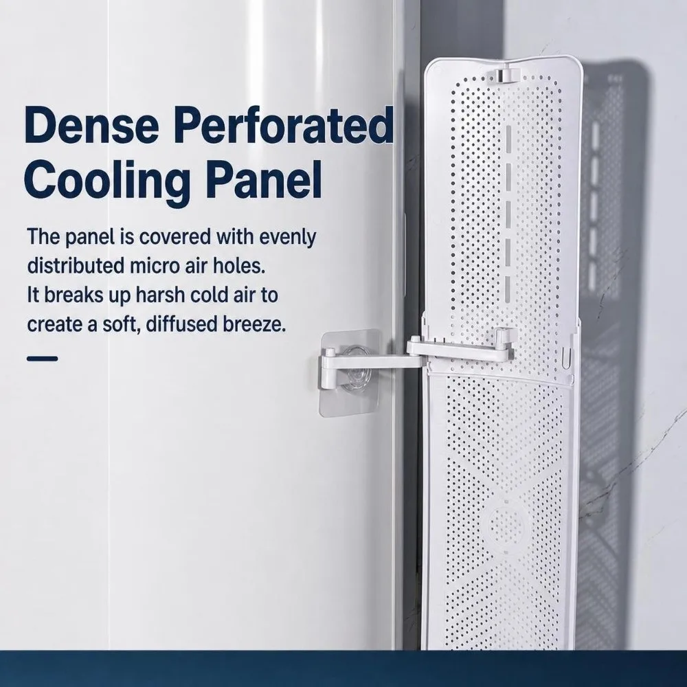 3 in 1 Air Conditioner Wind Deflector Adjustable Vertical Fit Air Deflector Panel No Drill AC Air Baffle Office Climate Use