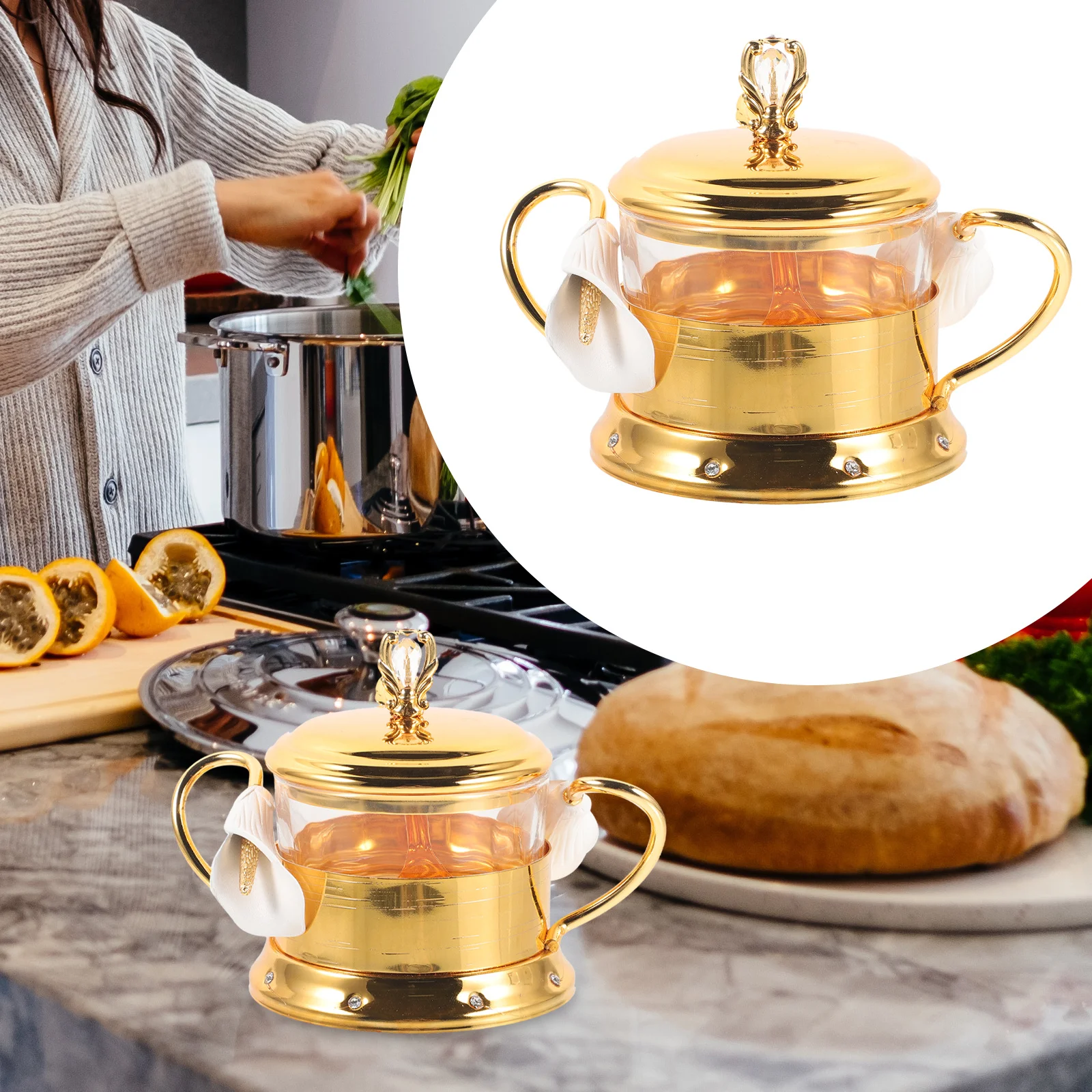 

European Style Vintage Seasoning Container Metal Candy Jar Sugar Storage Canister Decorative Spice Container for Kitchen Party