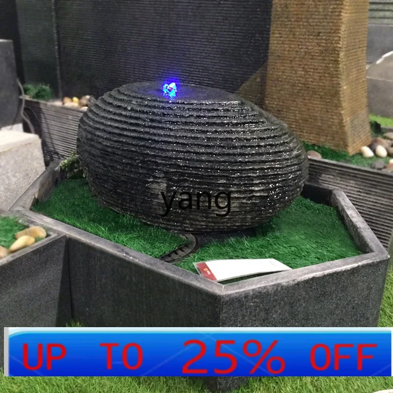 LTT Living Room Creative Granite Stone Carving Garden Water Feature Oval Fountain Flowing Water Ornament