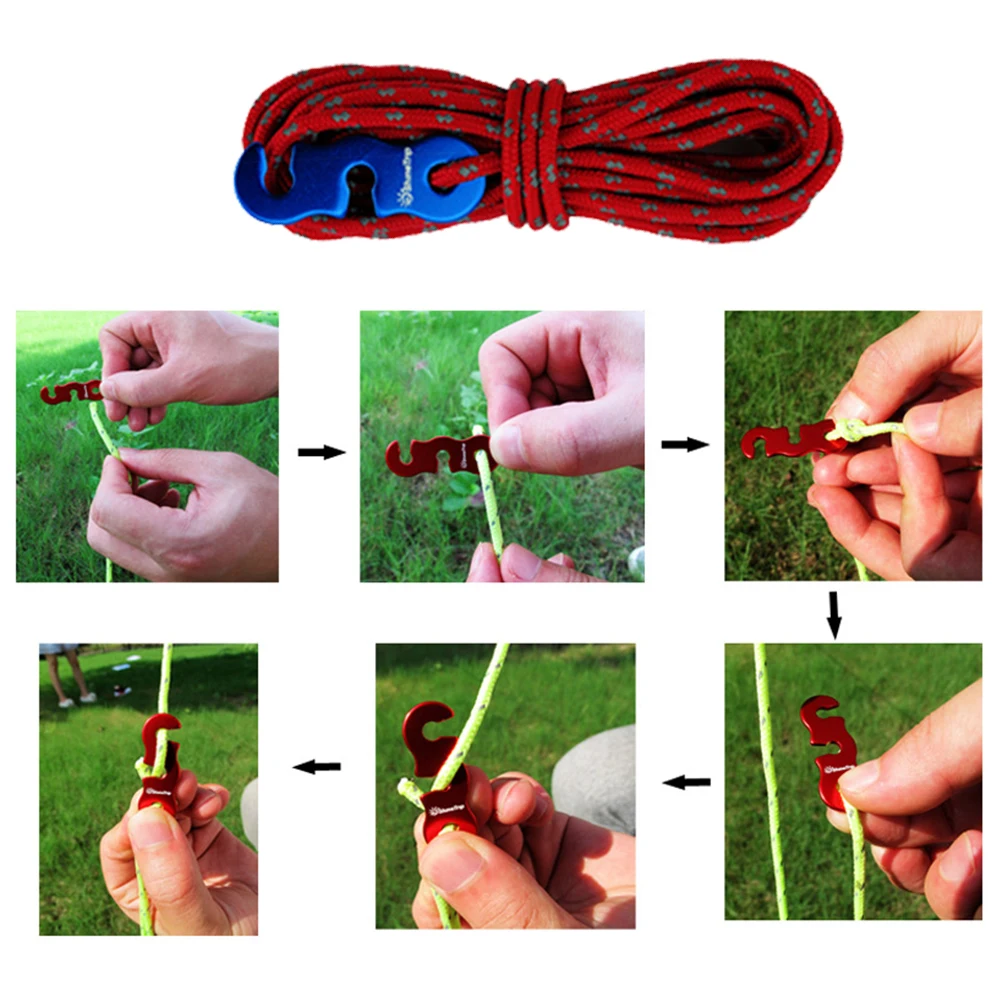 

4 Pcs 3M Tent Reflective Rope Wind Rope Buckle Nylon Alloy Hook Flexible Strong Outdoor Guy Line Camping Accessories