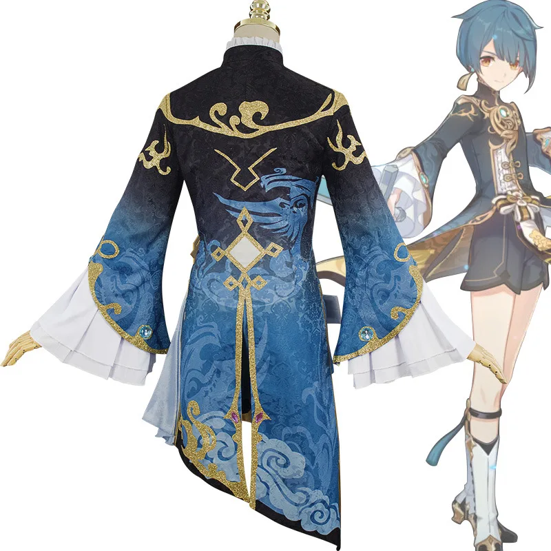 

Halloween Costume Genshin Cosplay Wigs Costume Full Set Game Genshin Impact XingQiu Cosplay Xing Qiu Uniform Gorgeous Outfit