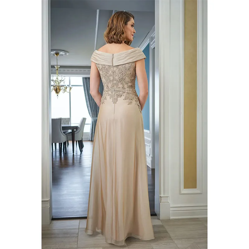 Elegante Moeder Van De Bruid Jurk A-Line Off Shoulder Kant Appliqueert Avondjurken Op Maat Gemaakte Floor Length Trouwjurk