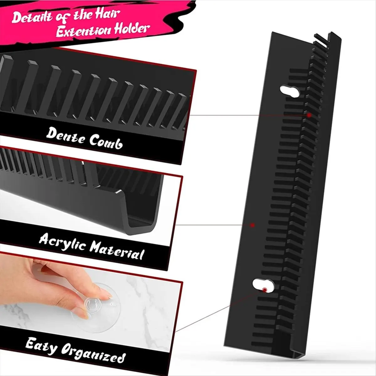 ABFW Professional Acrylic Hair Extensions Sectioning Holder Organizer Rack Hanger Hair Extension Hanger Holder Rack White