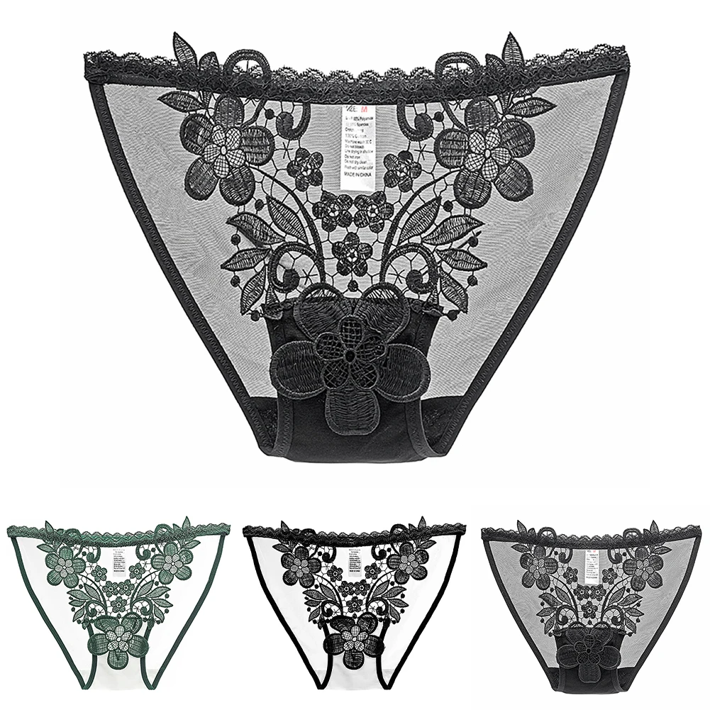 Женские ультратонкие трусы, прозрачные трусики с сетчатой вышивкой, мягкие легкие трусики, однотонное дышащее белье, эротическое нижнее белье