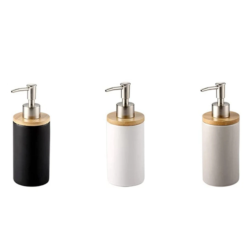 400Ml Ceramic Soap Dispenser Nordic Style Lotion Dispenser Soap Dispenser for Kitchen and Bathroom -Grey