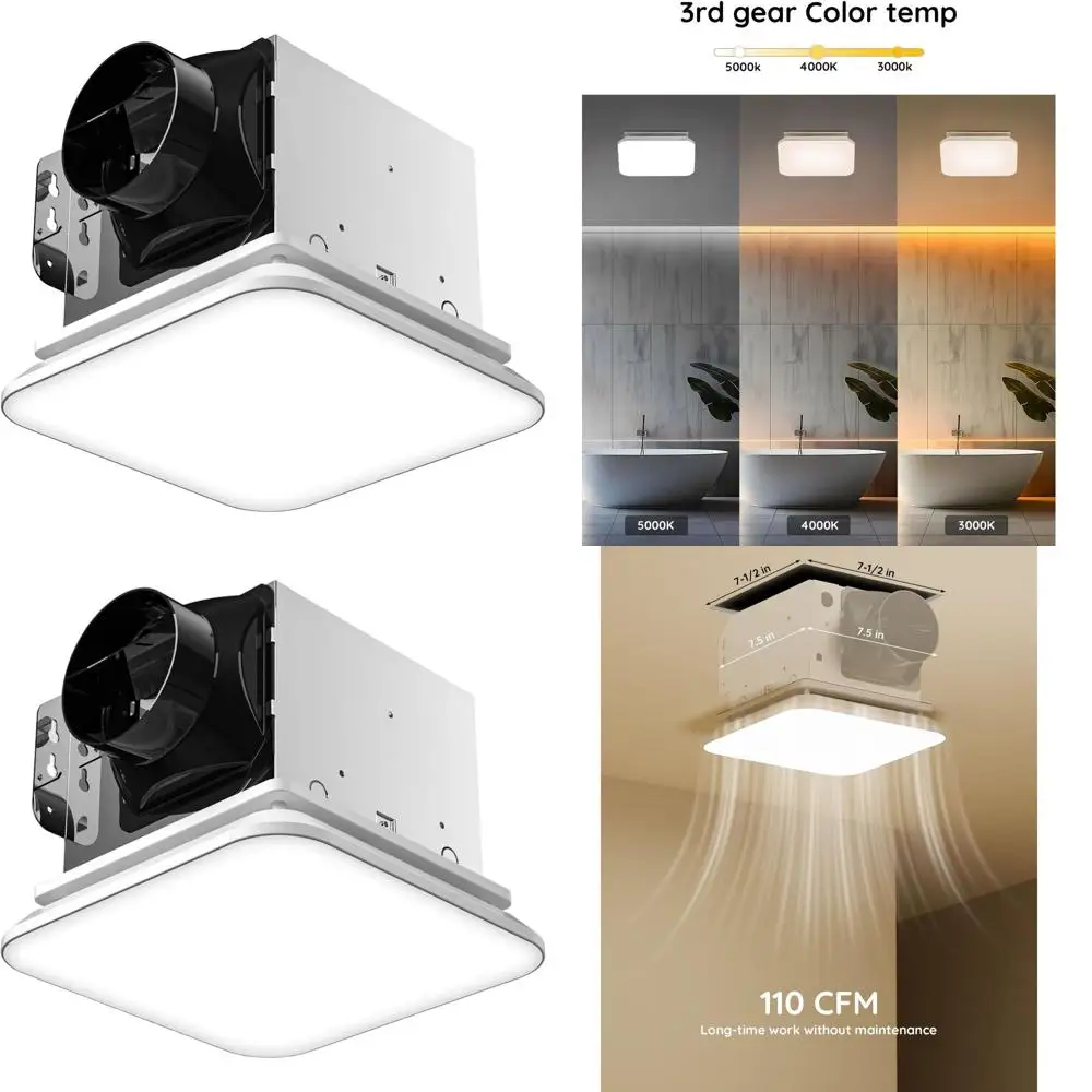 

Ceiling Mounted 110cm Shower Ventilation Fan with Light, 43W 1200LM, 1.0 Sones, LED Light 3000K/4000K/5000K Options