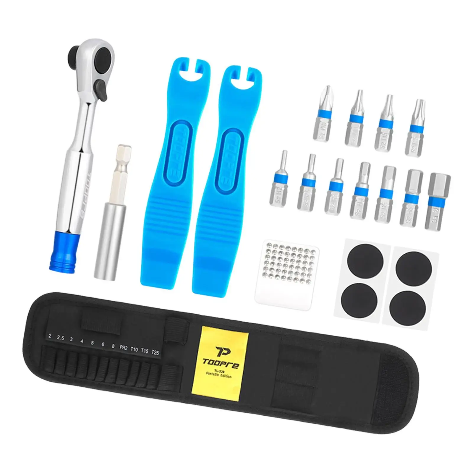 Multifunctional Ratchet Wrench Set Portable Metal Bicycle Tool Kit with Extension Bar for Home and Electronic Repair