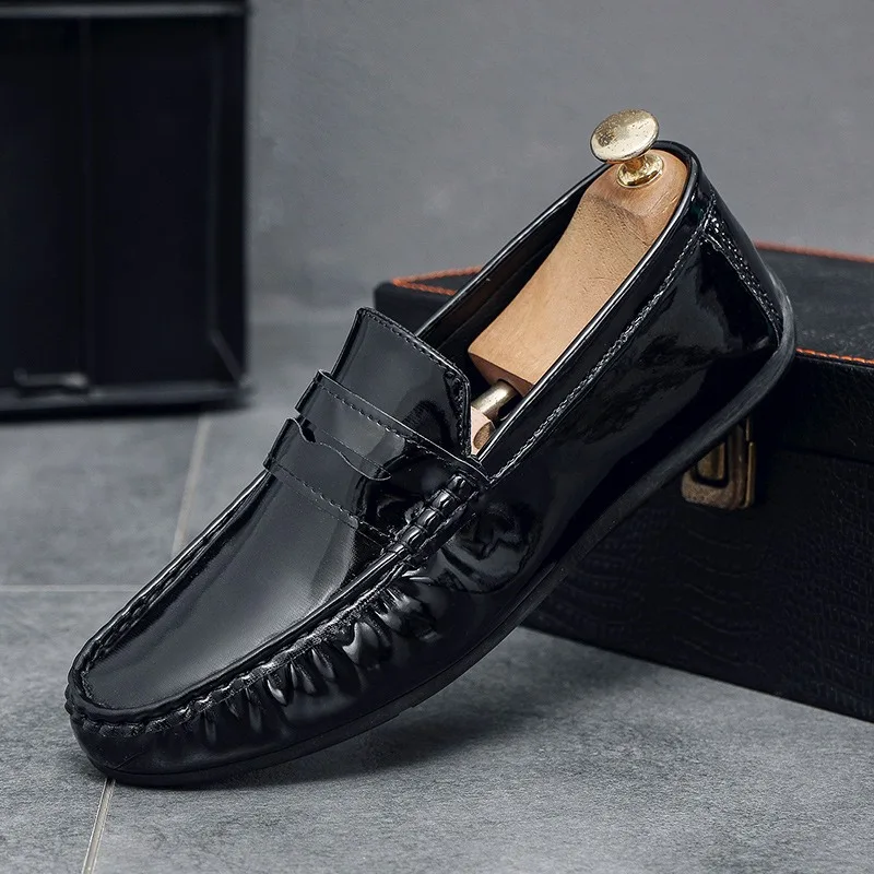 patent leather shoes for man black penny loafers man casual business driving man loafers shoes