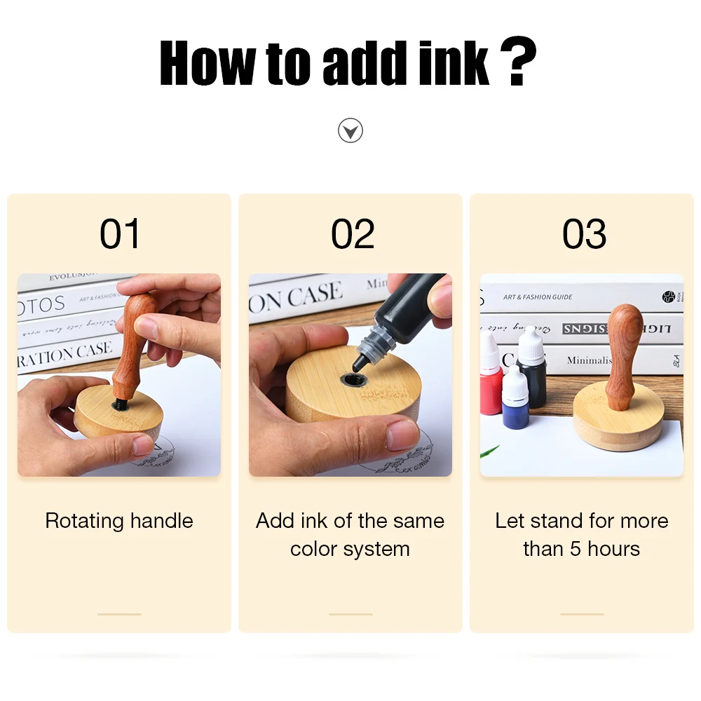 Personalized Logo Self-lnking Stamp Wooden Photosensitive ink Stamp Custom Weddding Seal Stamp Logo For Wedding Business Brand