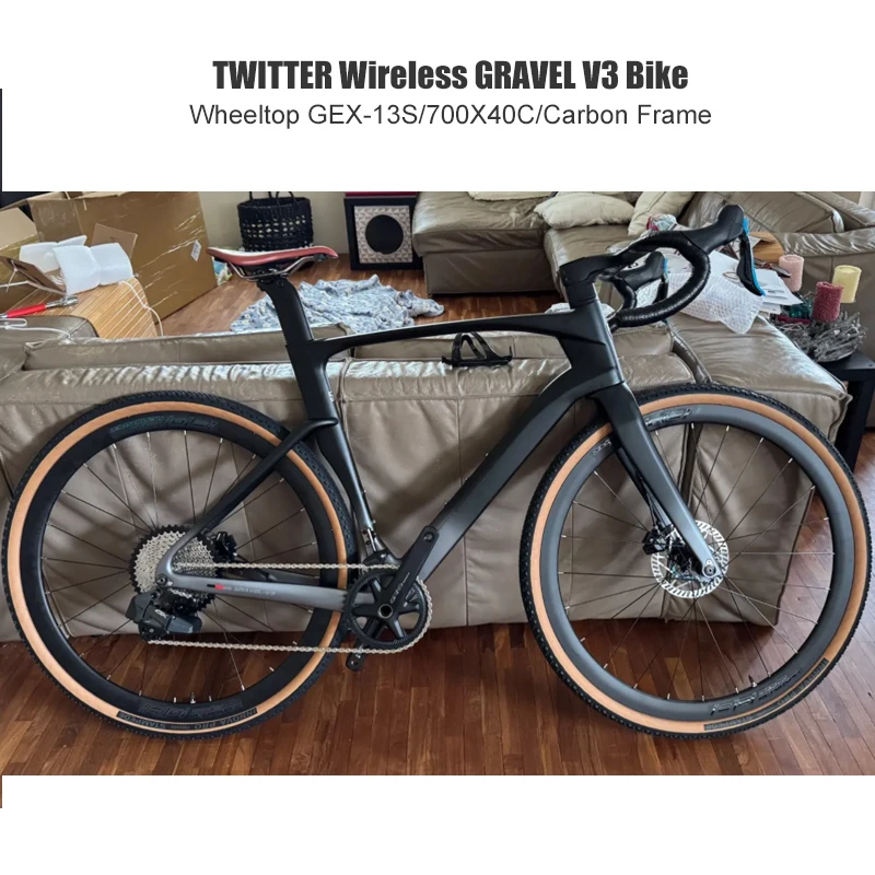 

TWITTER 700X40C Gravel V3 Wireless WheelTop GEX-1*13S Carbon T900 Гравийный велосипед Полный гидравлический дисковый тормоз Электронный дорожный велосипед