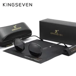KINGSEVEN Trend Round Sunglasses For Men Polarized UV400 Luxury Vintage Women Glasses Anti-Glare Mirror Lens