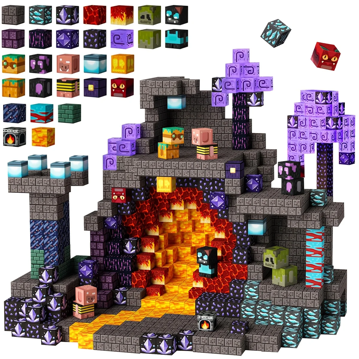 

Магнитные строительные блоки Mine World Magnetic Cave World Brick Cube Toys Set STEM Sensory 2025 Лучший подарок для мальчиков и девочек