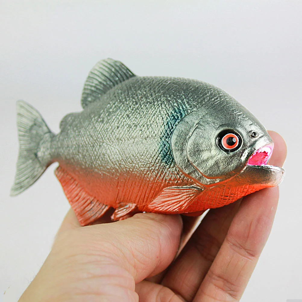 Artificial Fish Model Ferocious Piranha Toys Fake Fish Simulation Ornament Plastic Figurine Children Cognitive Food