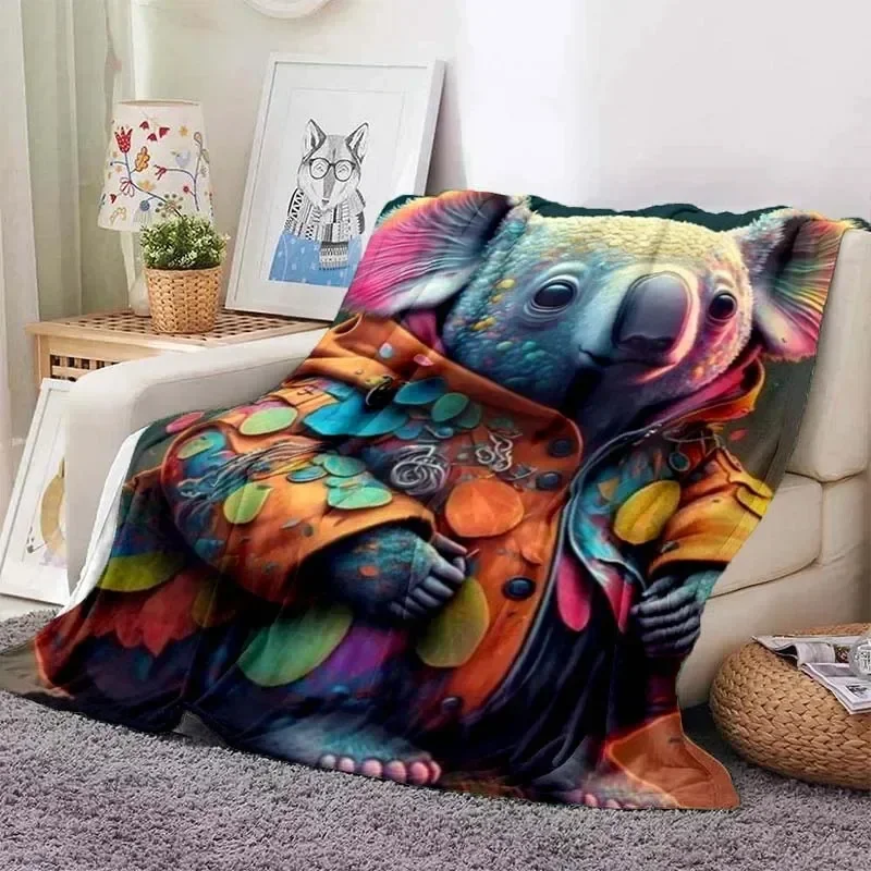 Koala Pattern Printed Blanket Leisure Sofa Blanket Home Sheet Sofa Office Air Conditioning Soft Leisure Travel CustomizableThrow image 4