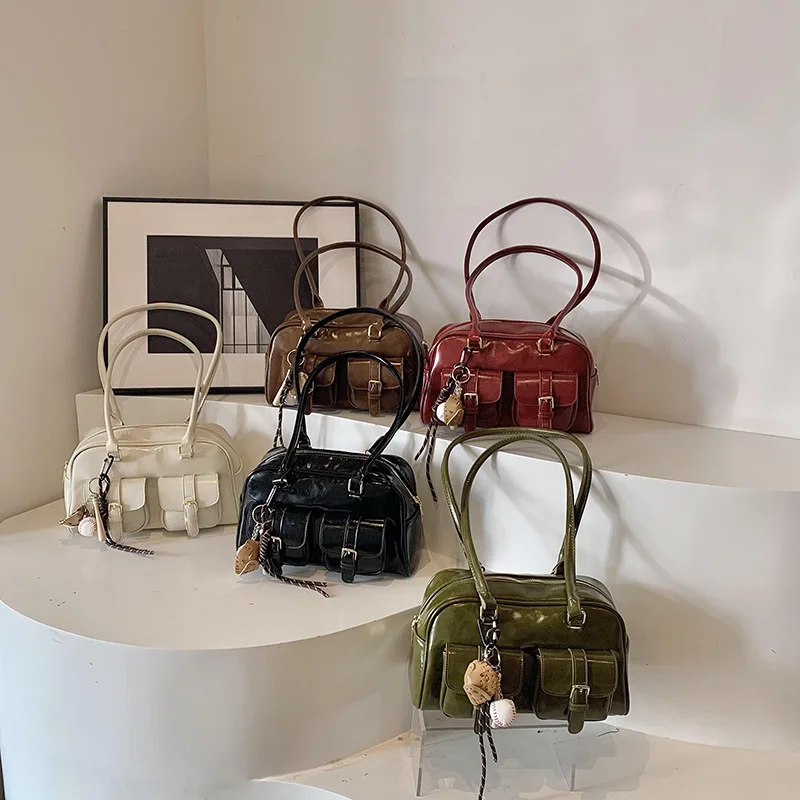 

2025 New Dark Aesthetic Underarm Shoulder Bag with Charm Women's Handheld Tote Crossbody Purse Trendy