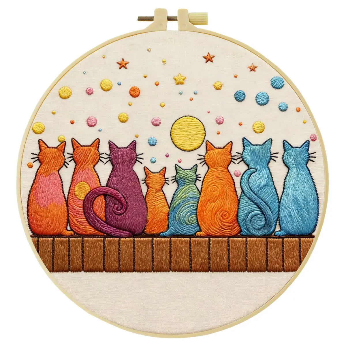 1 Stück 20X20CM/15X15CM 7,87/6,3 Zoll Katzen-Stickerei-Starter-Kit DIY-Kit DIY-Stickerei-Set Handarbeiten Heimdekoration – Detail 4