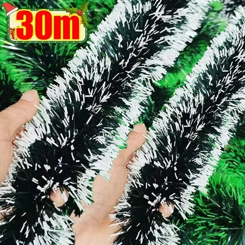 30/2m Christmas Tinsel Ribbons Garland Green Cane Wreath Xmas Tree Hanging Pendent Ornaments Wedding Party Home Decor Supplies image 2