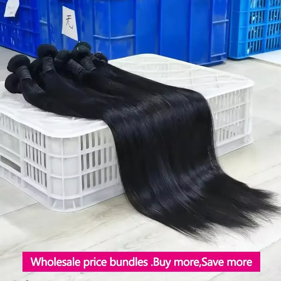 MISSANNA 32 34 36 38 40 Inch Straight Bundle Bone Straight Human Hair Brazilian Soft Weave Bundles Thick Natural Hair Extensions