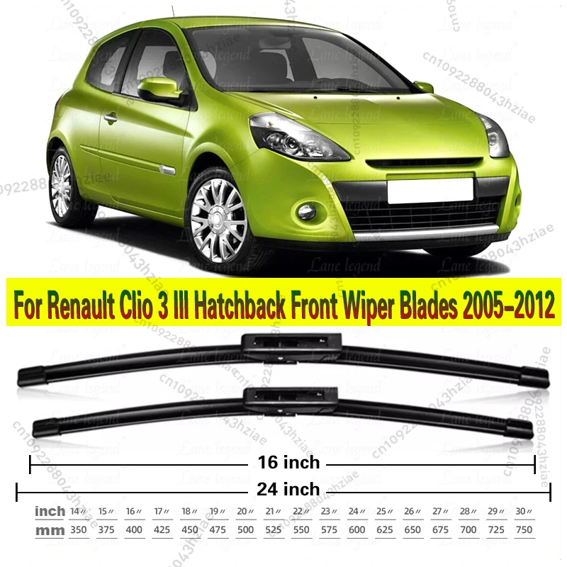 Für Renault Clio 3 III Fließheck Front Wischer Klingen 2005-2012 2007 2010 2011 Windschutzscheibe Windschutz Fenster Zubehör 24 "+ 16"