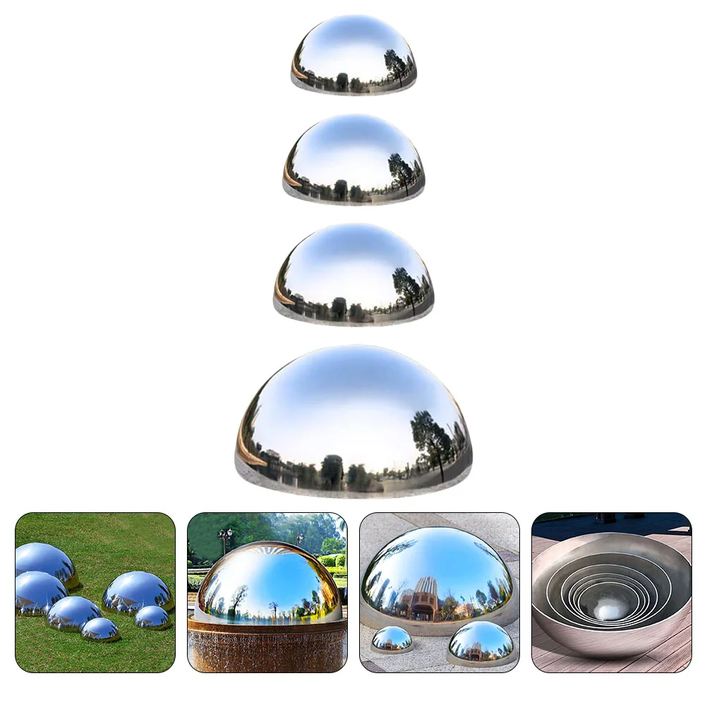 4 Pcs Lawn Reflective Ball Stainless Steel Ground Decoration Set The Mirror Decorative Balls Globe Gazing