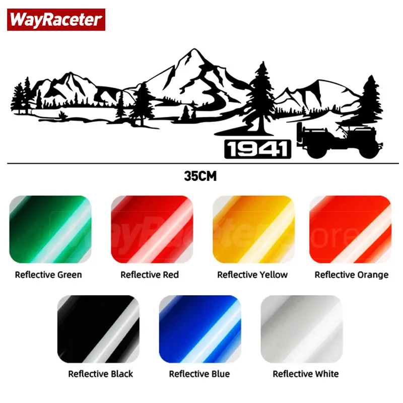 Reflective Car Sticker Interior Dashborad Graphics 1941 Mountain Vinyl Decal For Jeep Wrangler JL 2018-On Gladiator JT 2022 2023