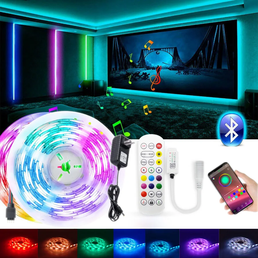 

LED Strip Light Waterproof RGB LED Lights 5050 2835 WIFI Controller Music Color Changing Flexible Lamp Tape for Room Decoration