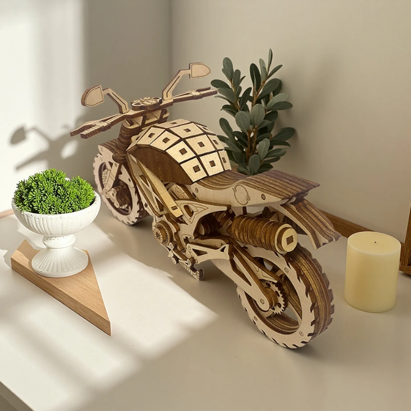 

OUZEY Cross-country motorcycle handmade DIY decoration model puzzle toy boy gift wooden jigsaw motorcycle rider do decoratio