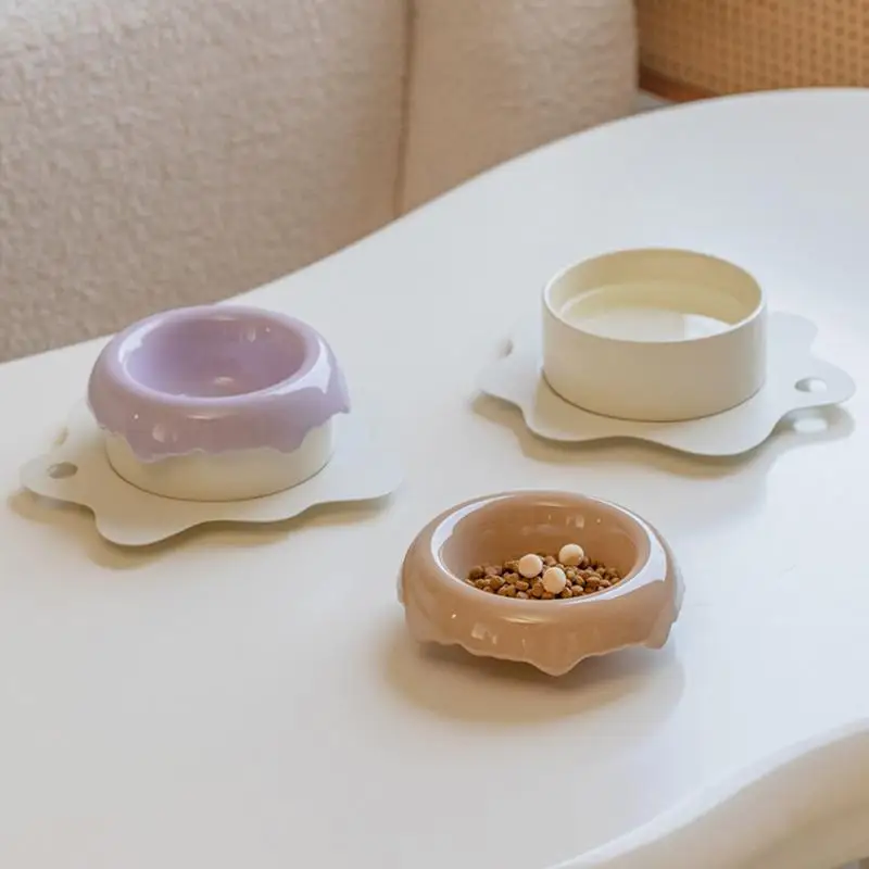 

Creative Cream Cake Pet Bowl Set High Foot Anti-Overturning Bowl Dog Bowl Water Bowl Food Bowl Ceramic Bowl
