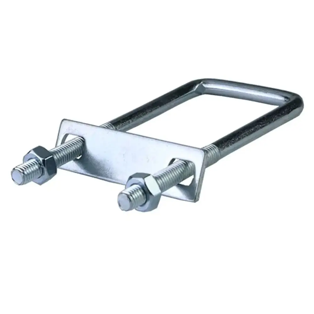 1Pcs Durable Galvanized Q235 Carbon Steel M8 Square Tube Clamp With Baffle Screws Square Bolt Pipe U-clamp for Square Tube